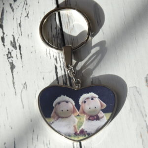 Metalowy brelok do kluczy serce dwustronny "Forever friends"