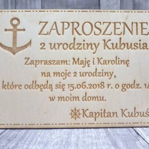 Zaproszenie na ŚLUB KOMUNIĘ ROCZEK drewniane grawer wzór 1