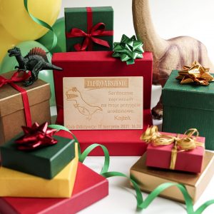 Zaproszenie URODZINY ROCZEK drewniane grawer Koperta Gratis