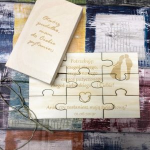 Pudełko puzzle dla świadków ślub wesele grawer drewno pamiątka