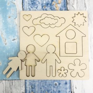 tabliczka drewniana puzzle kształty domek