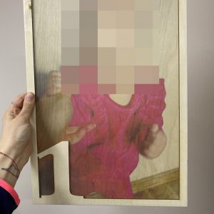 Ramka zdjęcie na drewnie pamiątka surowe drewno prezent deska A3