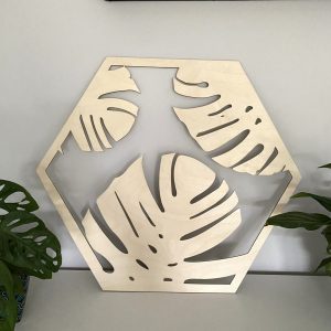 Drewniany Liść Monstera GEOMETRYCZNA Dekoracja Rozmiar L