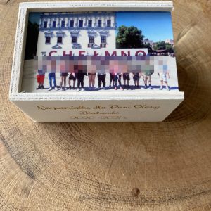 Mini pudełko drewniane zdjęcie grawer pendrive biżuteria zegarek szkatułka prezent