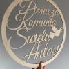 Koło drewniane Pierwsza Komunia Święta dekoracja 45 cm Napis Imię_2