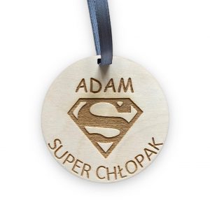 Medal drewniany dla niego na Dzień chłopaka "Super chłopak"