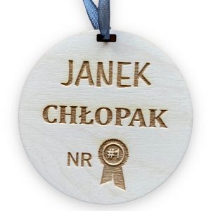 Medal drewniany dla niego na Dzień chłopaka "Chłopak numer 1"