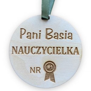 Medal drewniany dla nauczyciela na Dzień nauczyciela "Nauczycielka numer 1"