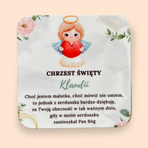 Magnes Podziękowania dla gości na Chrzest Święty Anioł 9cm