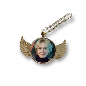 Medalion ślubny do bukietu zdjęcie portret na pamiątkę wisiorek skrzydła anioła
