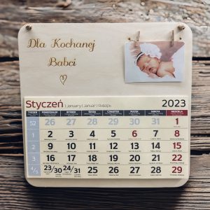 Kalendarz Grawerowany Zrywany Miesięczny Dzień Babci Kochanej Babci 2023 Zdjęcie