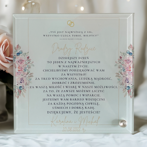 Podziękowania dla Rodziców Pary młodej na Ślub Wesele Ramka szklana