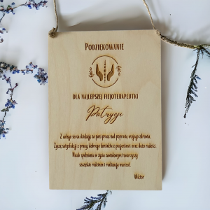 Podziękowanie dla najlepszej fizjoterapeutki Grawerowana deska