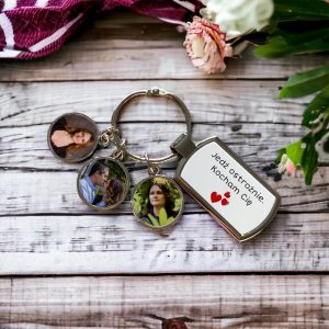 Brelok metalowy z Twoimi 4 zdjęciami 4 elementy dla Niego na Dzień Chłopaka