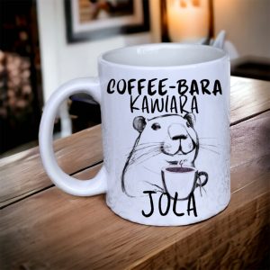 Kubek z kapibarą kawiarą COFFE-BARA Kawiara Imię