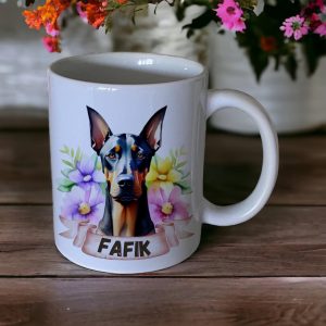 Kubek z psem Doberman imię