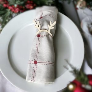 Drewniany serwetnik pierścieniowy pierścionek na serwetki obrączki na serwetki renifer Boże Narodzenie