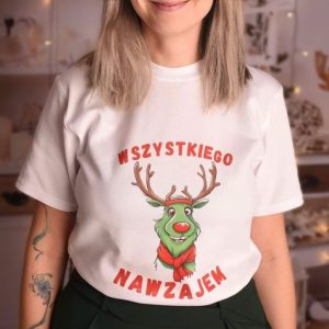 Koszulka z Nadrukiem Renifer z napisem Wszystkiego nawzajem