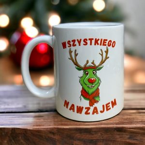 Kubek z Nadrukiem Renifer z napisem Wszystkiego nawzajem