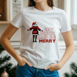 Świąteczna koszulka z nadrukiem Eat Drink And Be Merry