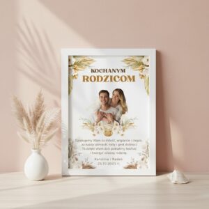 Podziękowanie dla rodziców w ramce – elegancki prezent ślubny